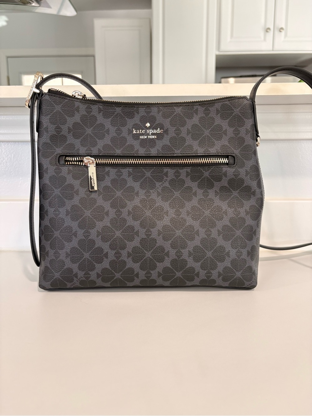 kate spade Gray Floral-Print Crossbody Bag